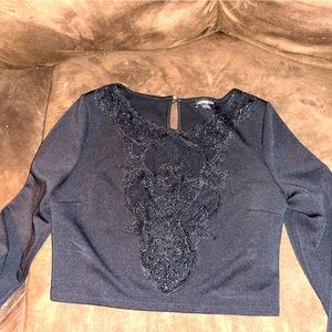 Express, black, cropped long sleeve